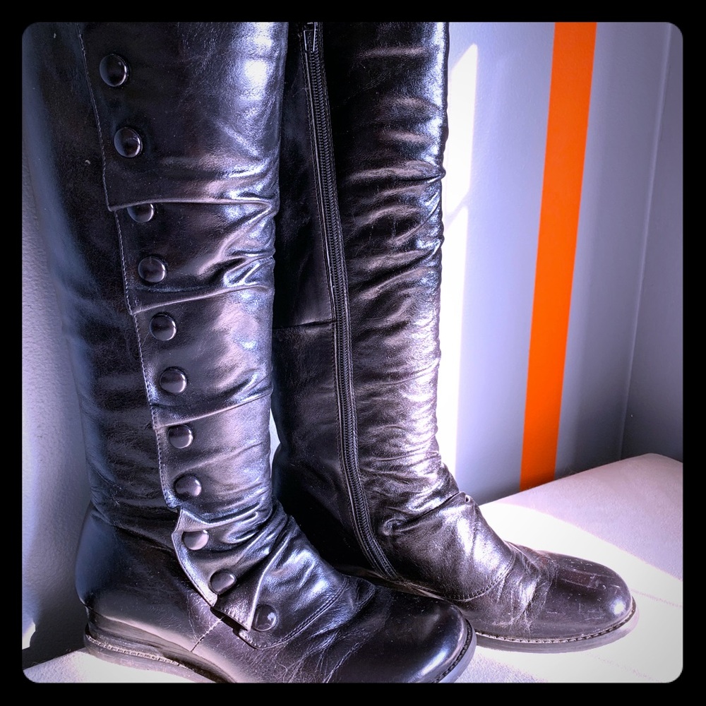 Black leather boots